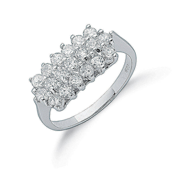 Silver Claw Set CZ Cluster Ring 2.6g