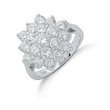 Silver Claw Set CZ Cluster Ring 4.9g