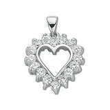 Silver Claw Set CZ Heart Pendant