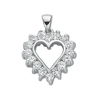 Silver Claw Set CZ Heart Pendant