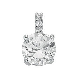 Silver Claw Set CZ Single Stone Pendant 1.4g