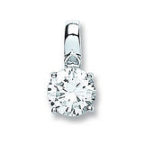Silver Claw Set CZ Single Stone Pendant 1.8g
