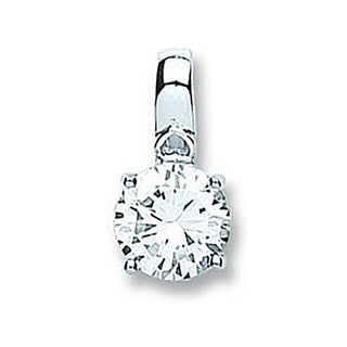 Silver Claw Set CZ Single Stone Pendant 1.8g