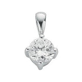 Silver Claw Set CZ Single Stone Pendant 1g
