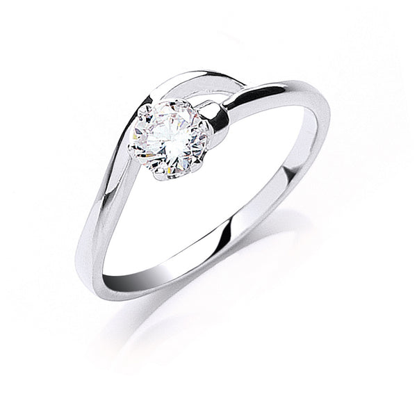 Silver Claw Set CZ Solitaire Ring 1.9g