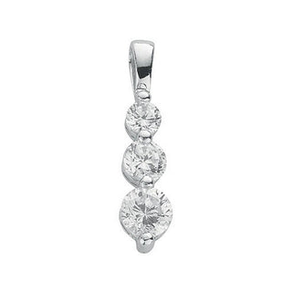 Silver Claw Set CZ Trilogy Drop Pendant