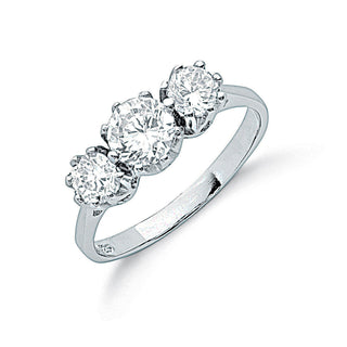 Silver Claw Set CZ Trilogy Ring 3g
