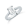 Silver Claw Set Emerald Cut CZ Solitaire Ring 2.9g