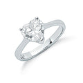 Silver Claw Set Heart Cut CZ Solitaire Ring