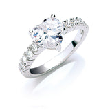 Silver Claw Set Heart CZ Solitaire Ring