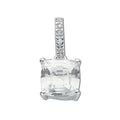 Silver Claw Set Princess Cut CZ Single Stone Pendant