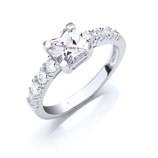 Silver Claw Set Princess Cut CZ Solitaire Ring