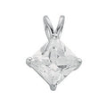 Silver Claw Set Princess Cut CZ Sterling Silver Pendant