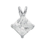 Silver Claw Set Princess Cut CZ Sterling Silver Pendant