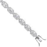 Silver Clear CZ Emerald Cut In A Halo Style Tennis Bracelet
