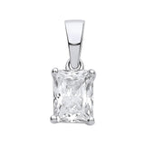 Silver Clear CZ Emerald Cut Pendant