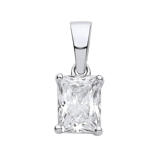 Silver Clear CZ Emerald Cut Pendant