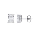 Silver Clear CZ Emerald Cut Stud Earrings
