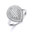Silver Cluster Teardrop Shape CZ's Ring