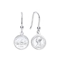 Silver Coin Drop Hook Earrings