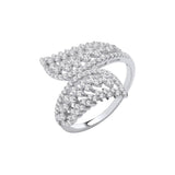 Silver Cross Over Leaf Style CZ Rings