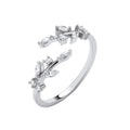 Silver Cross-over Olive Tree CZ Ring