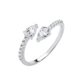Silver Cross-over Pear Shape CZ Ring 1.9g