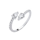Silver Cross-over Pear Shape CZ Ring 1.9g