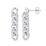 Silver Curb Chain Stud Drop Earrings