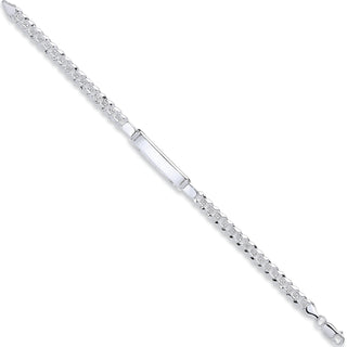 Silver Curb Pave I.d Bracelet