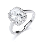 Silver Cushion Centre CZ Ring