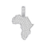 Silver CZ Africa Map Pendant