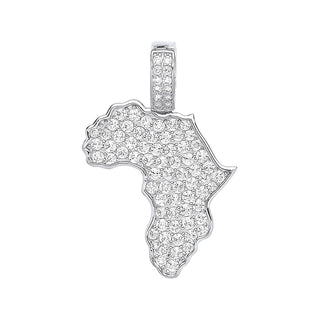 Silver CZ Africa Map Pendant
