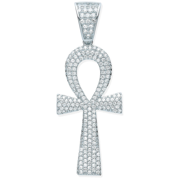Silver CZ Ankh Cross - Key Of Life