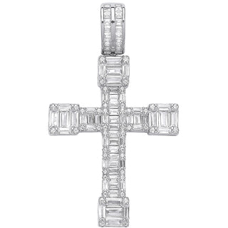 Silver CZ Baguettes Fancy Cross