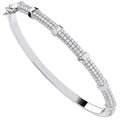 Silver CZ Bangle With Hex Nuts