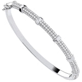 Silver CZ Bangle With Hex Nuts