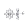 Silver CZ Big Flower Studs