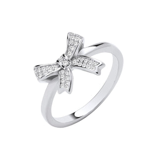Silver CZ Bow Ring J