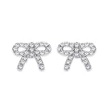 Silver CZ Bow Stud Earrings 1.4g