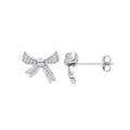 Silver CZ Bow Stud Earrings
