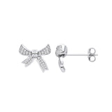 Silver CZ Bow Stud Earrings