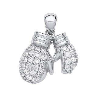 Silver CZ Boxing Gloves Drop Pendant