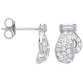 Silver CZ Boxing Gloves Stud Earrings