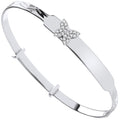 Silver CZ Butterfly Expandable Id Baby Bangle
