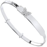 Silver CZ Butterfly Expandable Id Baby Bangle