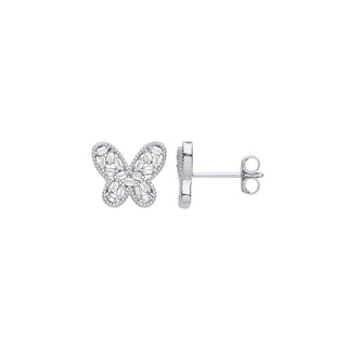 Silver CZ Butterfly Studs 1.8g