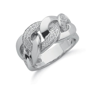 Silver CZ Chain Link Ring