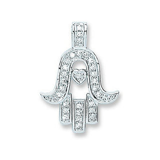 Silver CZ Chamsa Pendant