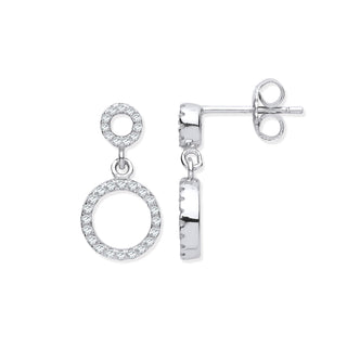 Silver CZ Circle Of Life Drop Earrings